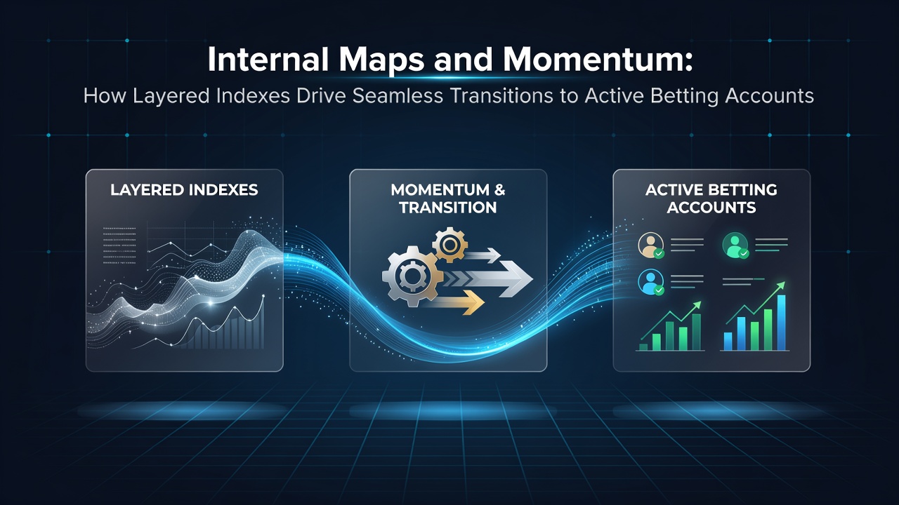 Diagram showing layered indexes and navigation paths on a betting platform homepage leading to registration