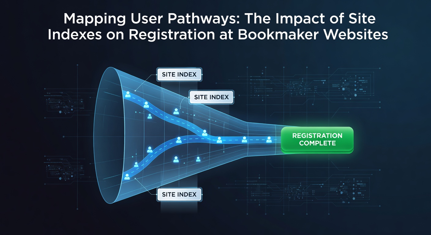 Diagram showing structured site index navigation paths that guide users from homepage to registration forms on bookmaker websites