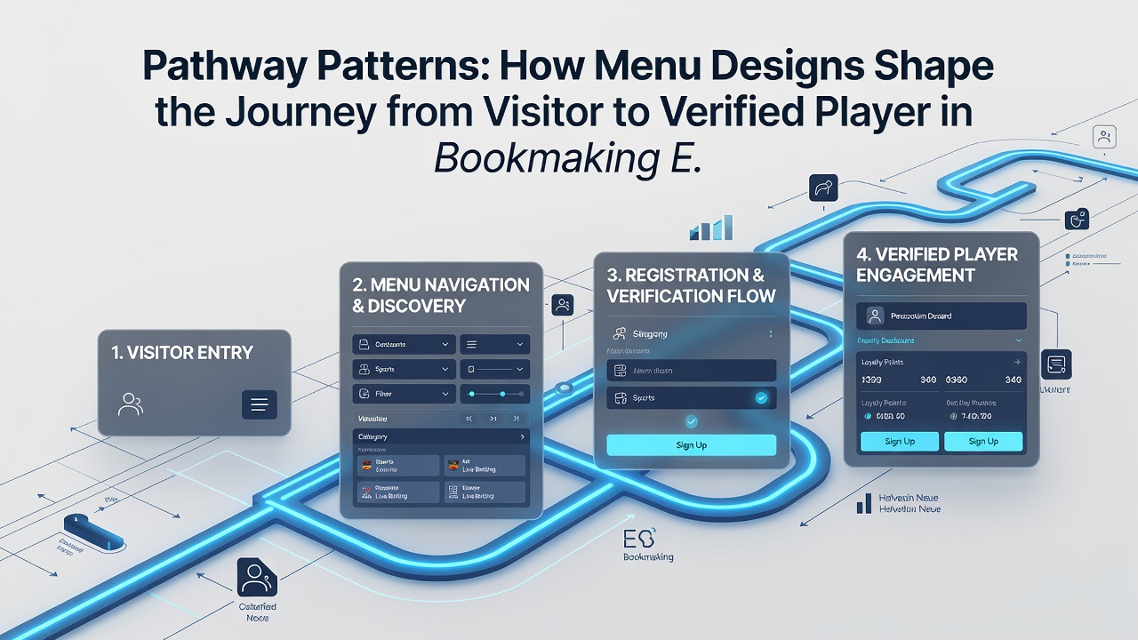 Screenshot of layered menu indexes guiding users through registration and verification steps on a bookmaker interface