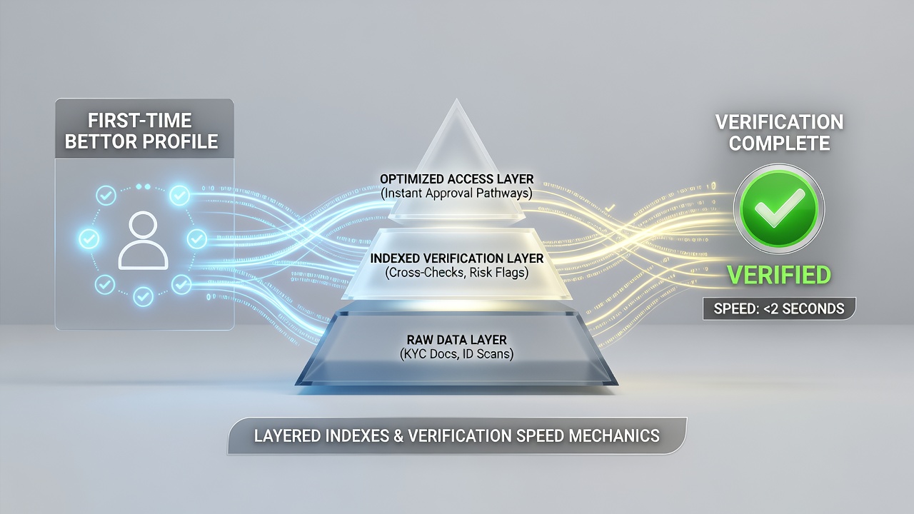 Diagram showing layered navigation indexes on a bookmaker homepage leading to quick verification paths